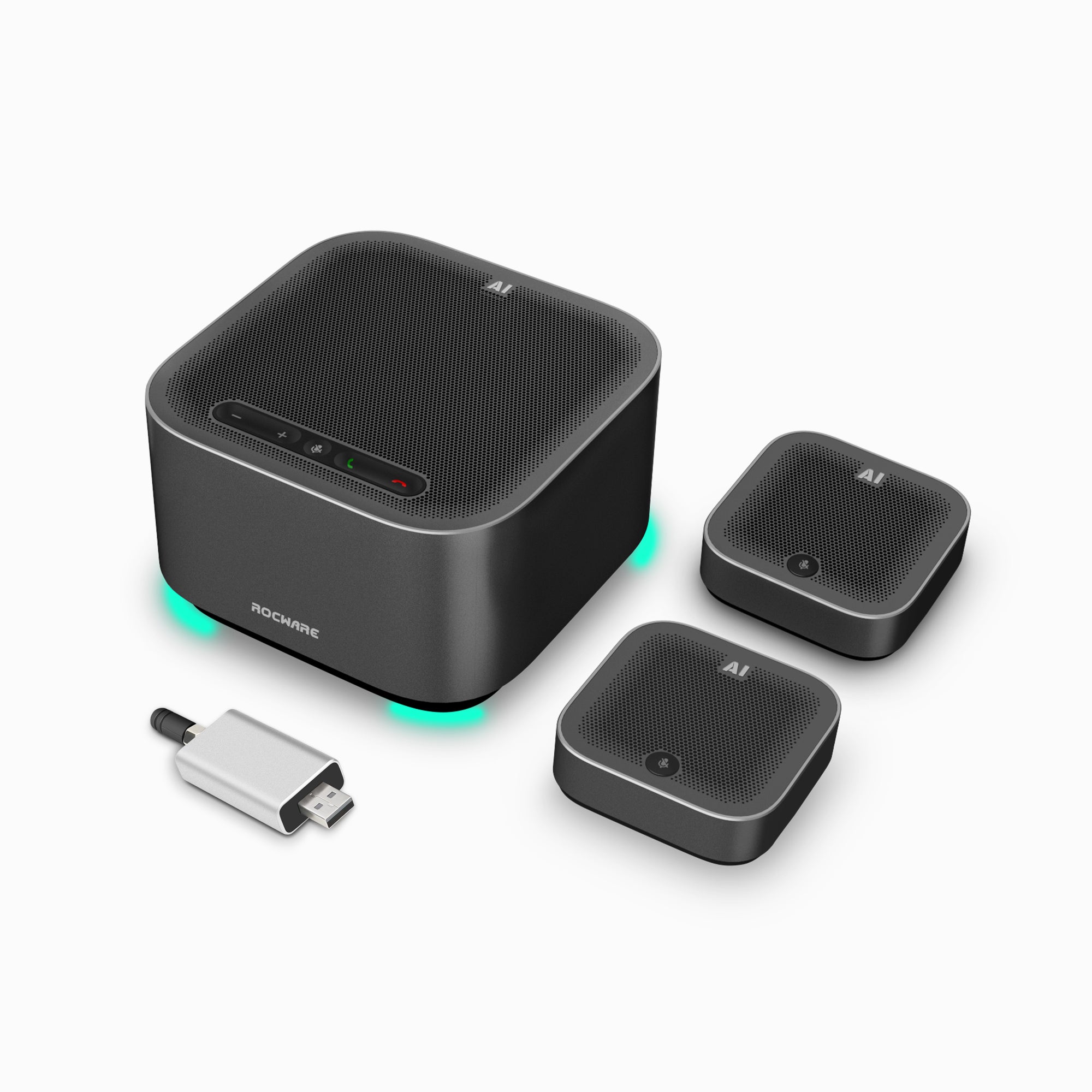 Haut-parleur de conférence USB A10 avec micros – ROCWARE 3A Tech pour des appels clairs
